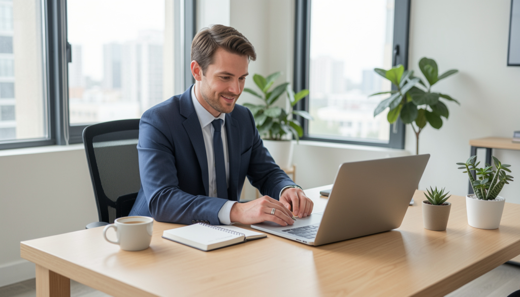 Small business owner planning marketing ideas on a laptop