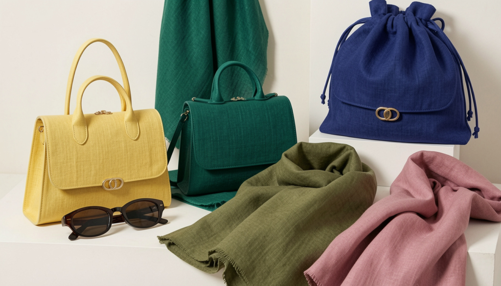 Summer fashion trends 2026 color trends featuring butter yellow, emerald green, and olive fashion accessories