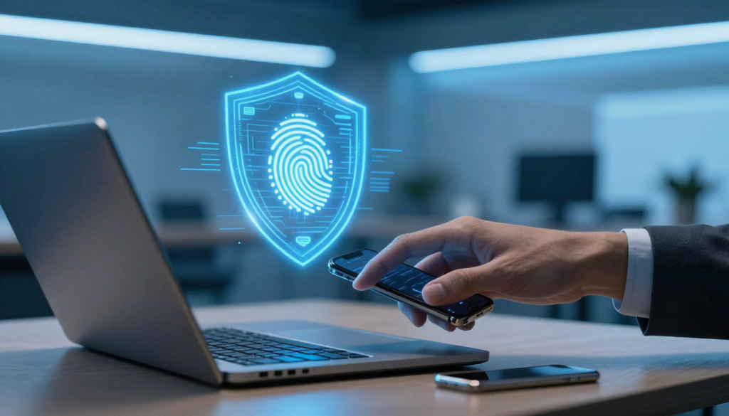 Cybersecurity Trends 2026 showing passkeys, biometric authentication, and identity security
