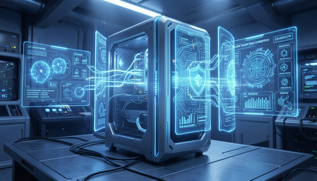 Cybersecurity Trends 2026 showing quantum-safe encryption protecting sensitive data